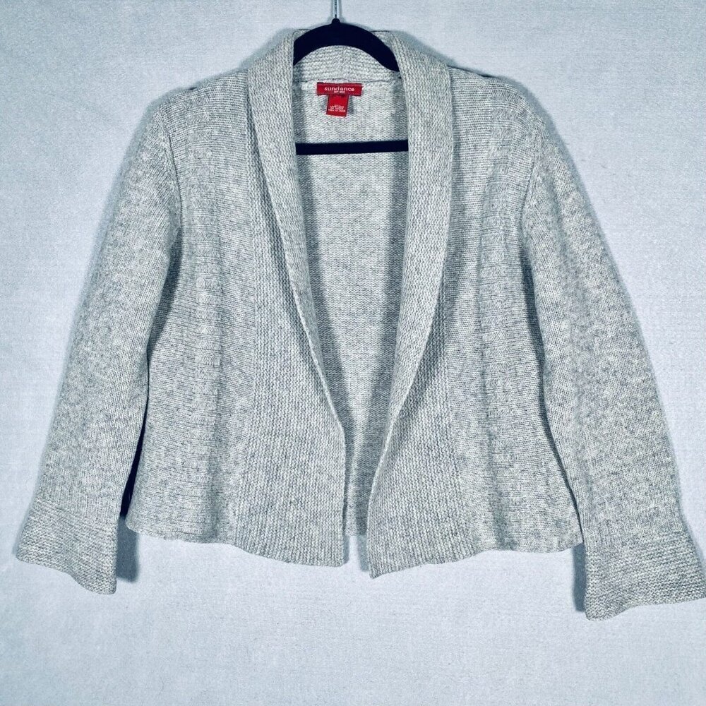 Sundance Cardigan Sweater Womens S Gray Wool Shall Collar Open Crop